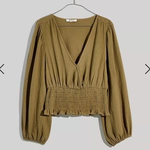Madewell Lightspun Julianne Smocked-Waist Top NEW!